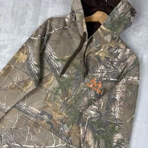 Realtree Hoodie Men Sz L Camouflage Fleece Hunting Pullover Y2K Graphic Relaxed